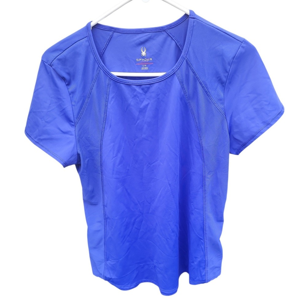 Spyder Active Womens Blue Short Sleeve Performance Athletic Top‎ Size Large